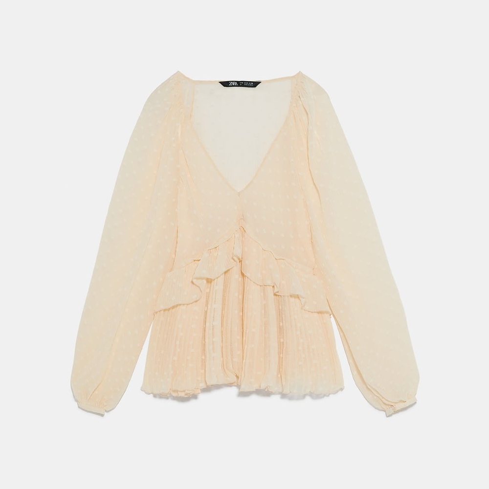 [ZARA] [NWT] Swiss Dot Ruffled Blouse